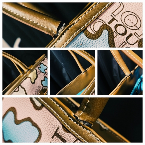 Tous Handbag Bag Tote Kaos Leather Multicolor Multi Bear Patchwork Logo LTD ED - Picture 15 of 15